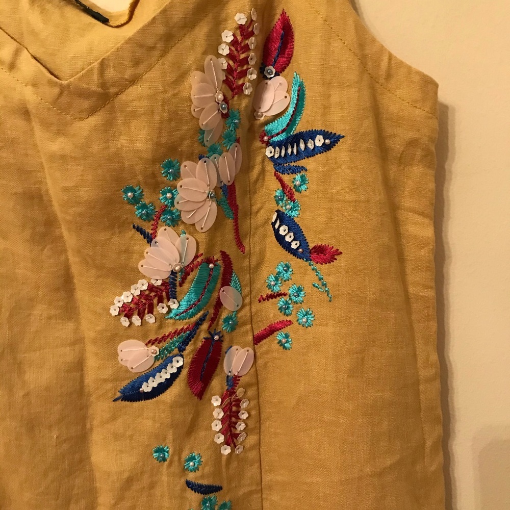 For Cynthia Yellow Embroidered Ruffle Midi Dress - Picture 5 of 8